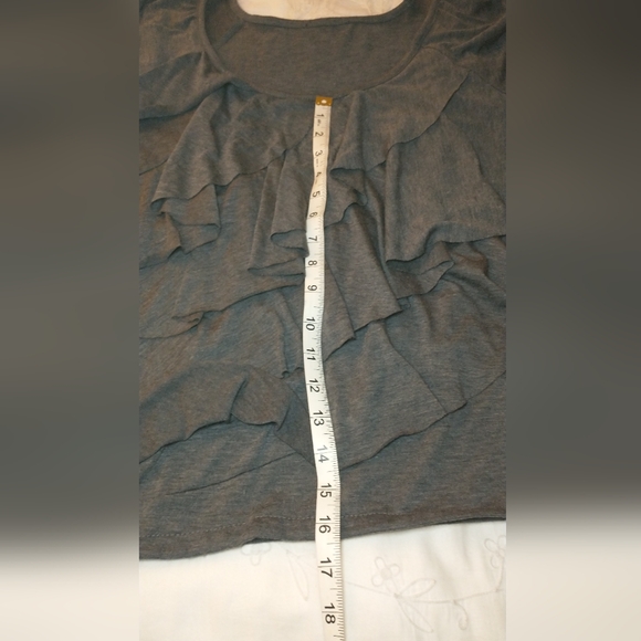 Inc. Grey Ruffle Top - Picture 5 of 5